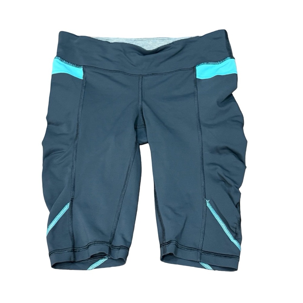 🚴‍♀️ Lululemon Fast &‎ Free 10" Biker Shorts Gray Blue Size 4 Running Athletic
